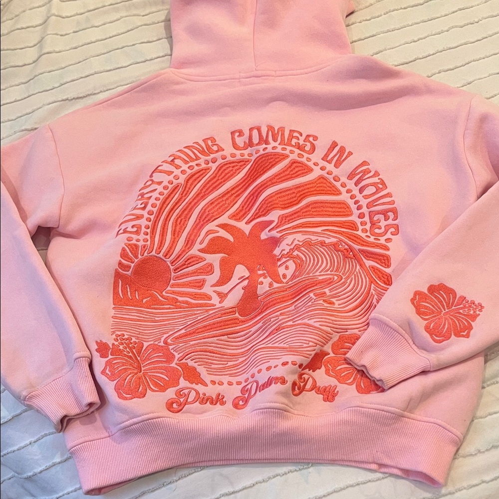 Pink Palm Puff “Everything comes in waves” sweatshirt